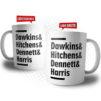 Caneca 4 Cavaleiros do Ateísmo - Dawkins, Hitchens, Dennett e Harris