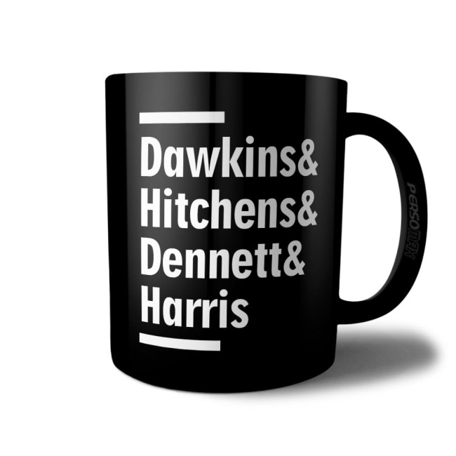 Caneca 4 Cavaleiros do Ateísmo - Dawkins, Hitchens, Dennett e Harris