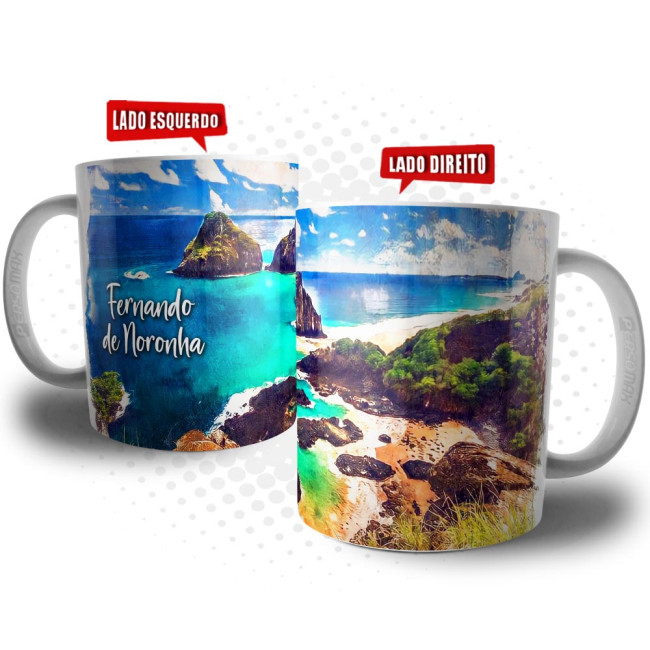 Caneca Fernando de Noronha Baía dos Porcos Souvenir Arquipélago