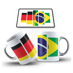 Caneca Bandeira do Brasil x Alemanha Souvenir Intercâmbio