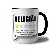 Caneca Avaliação Ateísta - Religião Não Recomendo