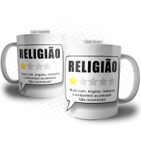 Caneca Avaliação Ateísta - Religião Não Recomendo