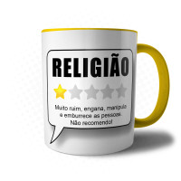 Caneca Avaliação Ateísta - Religião Não Recomendo