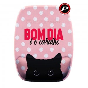 Mouse Pad Gato Preto Bom Dia é o Caralho Meme Divertido Ergonômico