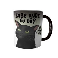 Caneca Meme Gato Preto Olhando Torto Debochado Tô Nem Aí