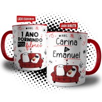 Caneca Flork Casal de Namorados Dormindo Nos Filmes Personalizada com Nome