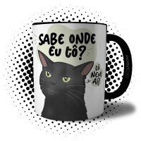 Caneca Meme Gato Preto Olhando Torto Debochado Tô Nem Aí