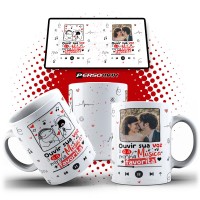 Caneca Flork Namorados com Foto do Casal - Sua Voz é Minha Música Favorita