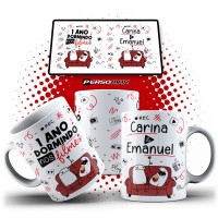 Caneca Flork Casal de Namorados Dormindo Nos Filmes Personalizada com Nome