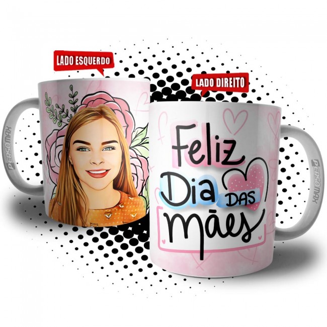 Caneca Caricatura Personalizada Feliz Dia das Mães