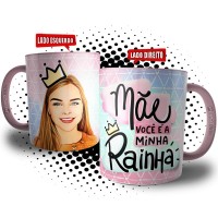 Caneca Mãe você é a Minha Rainha com Caricatura Digital