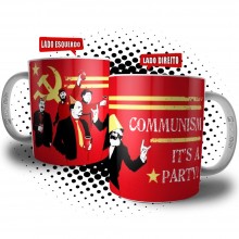 Caneca Festa do Partido Comunista Lenin Stalin Fidel Karl Marx Mao Tsé
