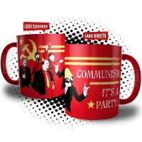 Caneca Festa do Partido Comunista Lenin Stalin Fidel Karl Marx Mao Tsé