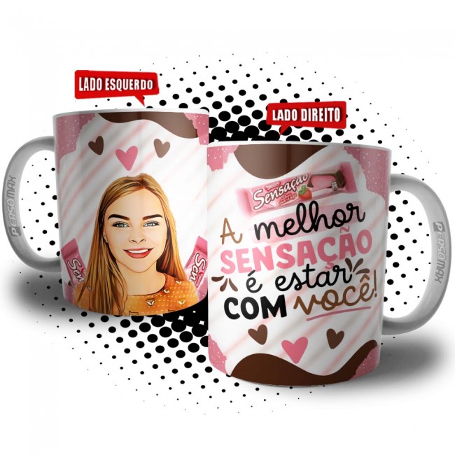 Caneca Caricatura Personalizada para Namorada - A melhor Sensação é estar com Você