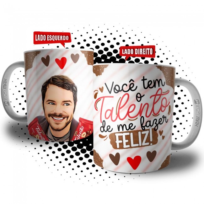 Caneca Caricatura Personalizada para Namorado - Você tem o Talento de me fazer Feliz