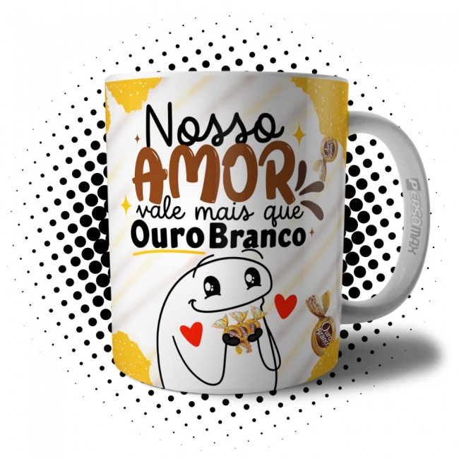  Caneca Flork de Páscoa Nosso Amor Vale Mais Que Ouro Branco - Presente Dia dos Namorados