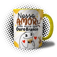  Caneca Flork de Páscoa Nosso Amor Vale Mais Que Ouro Branco - Presente Dia dos Namorados