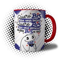 Caneca Flork Quero Bis dos Seus Beijos, Quero Bis dos Seus Abraços, Quero Bis de Você