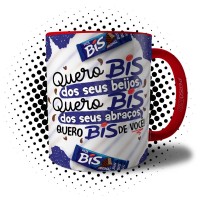 Caneca Quero Bis dos Seus Beijos, Quero Bis dos Seus Abraços, Quero Bis de Você