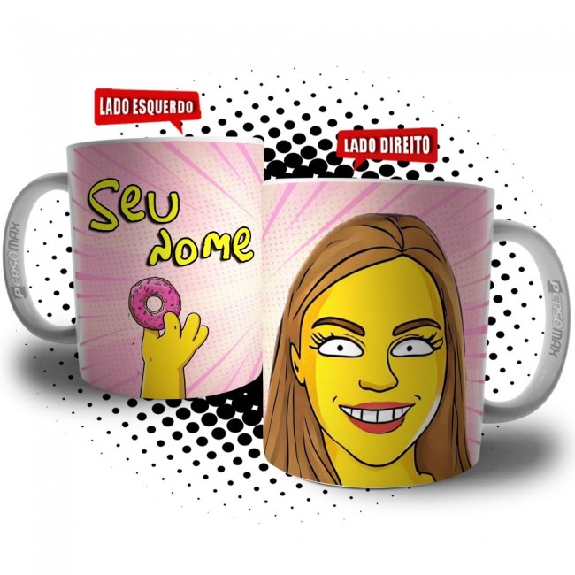 Caneca Caricatura Desenho Amarelo Presente Criativo