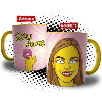 Caneca Caricatura Desenho Amarelo Presente Criativo