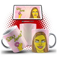 Caneca Caricatura Desenho Amarelo Presente Criativo