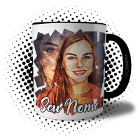 Caneca Caricatura Digital Criativa Filtro Mulher