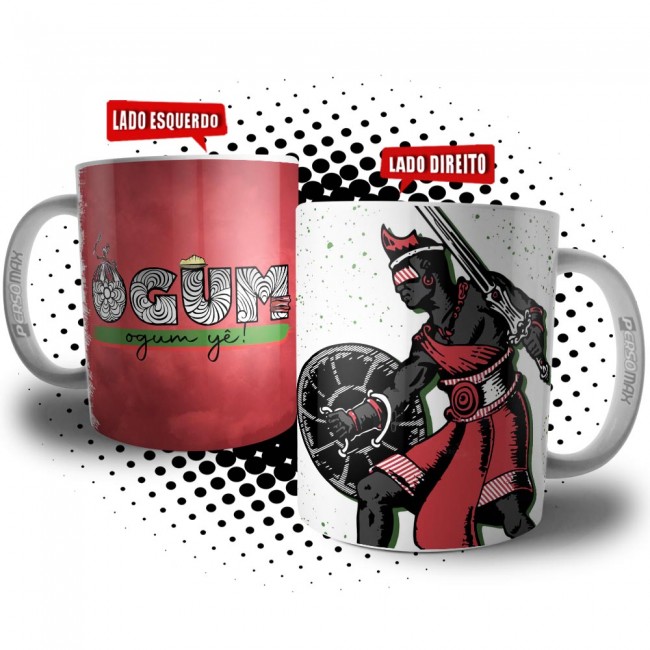 Caneca Ogum Guerreiro do Fogo - Coleção Orixás Umbanda