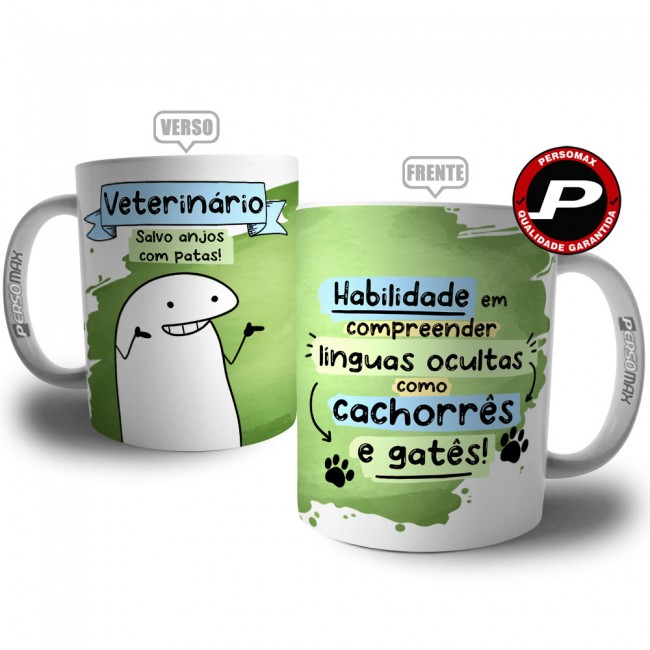 Caneca Flork Veterinário Salvo Anjos com Patas - Profissões Divertidas