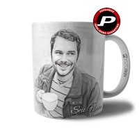 Caneca Caricatura Digital Filtro Preto e Branco Personalizada