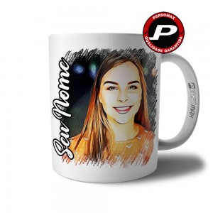 Caneca Caricatura Digital Art Riscada Homem Mulher Pet