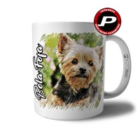 Caneca Caricatura Digital Art Riscada Homem Mulher Pet