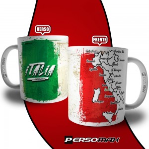 Caneca Itália com Mapa e Bandeira para Pintar