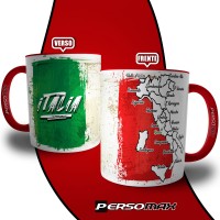 Caneca Itália com Mapa e Bandeira para Pintar