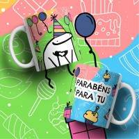 Caneca Meme Flork Feliz Aniversário - Parabéns para Tu