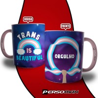 Caneca Orgulho Trans - Xicara Lgbtqia+ Arco Íris Resistência