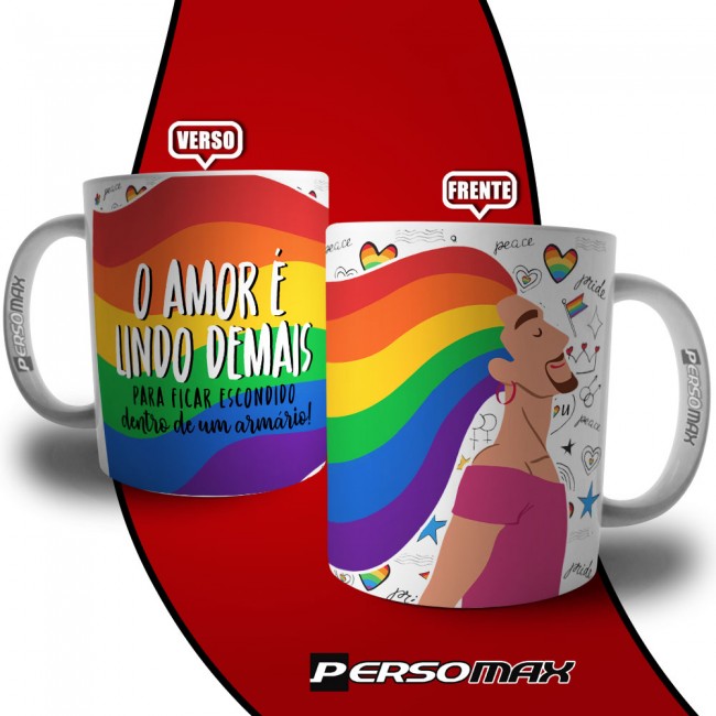 Caneca Gay Trans Lgbt Pride O Amor é Lindo Demais para ficar Escondido