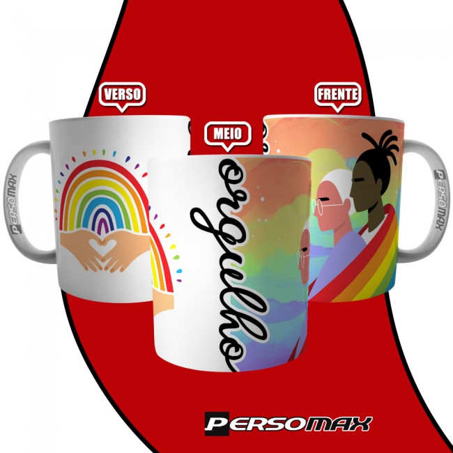 Caneca Bandeira Arco Iris Pride Gay Orgulho Casal Lgbt