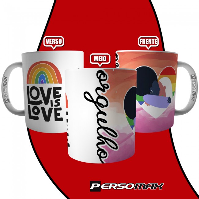 Caneca Casal Lesbicas Orgulho Lgbtqi+ Love Is Love Arco Iris