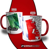 Caneca Bandeira da Itália com Mapa para Colorir