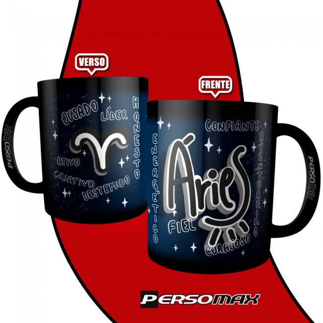 Caneca Signo de Áries Preta