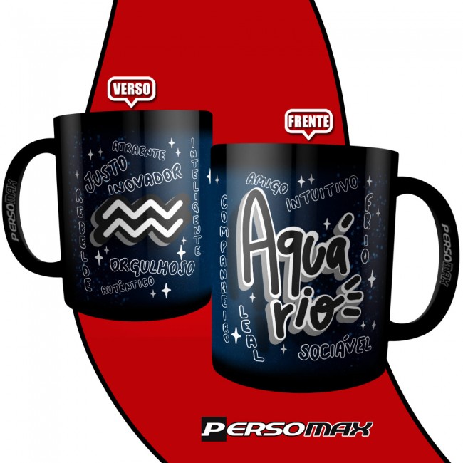 Caneca Signo de Aquário Preta