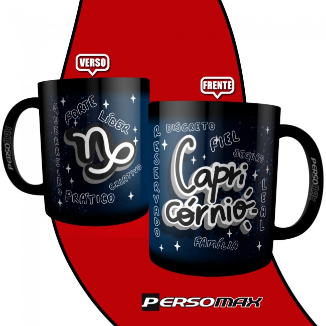 Caneca Signo de Capricórnio Preta