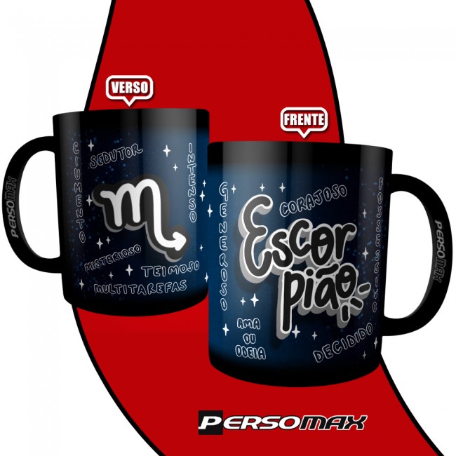 Caneca Signo de Escorpião Preta