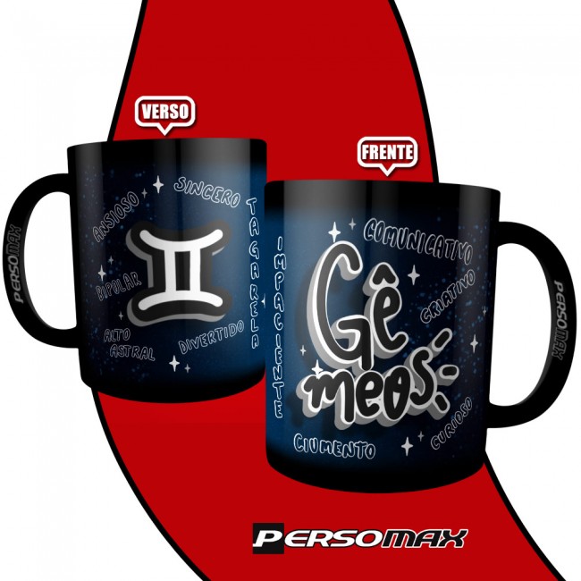 Caneca Signo de Gêmeos Preta