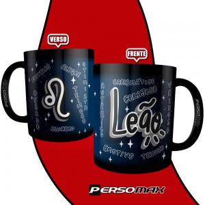 Caneca Signo de Leão Preta