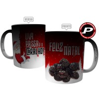 Caneca Divertida Uva Passa é o Caralho - Papai Noel Feliz Natal