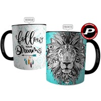 Caneca Mandala Leão Tribal - Fallow Your Dreams