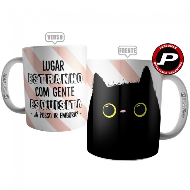 Caneca Gato Gente legal tem gato desenho gato preto