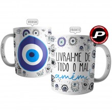 Caneca Olho Grego - Livrai-me de Todo Mal, Amém